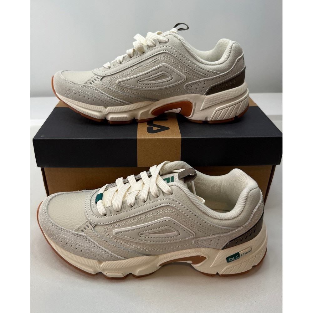 FILA Perano Womens DLS Foam Sneakers Cream Beige Walnut 5RM02826-072  7.5 NEW